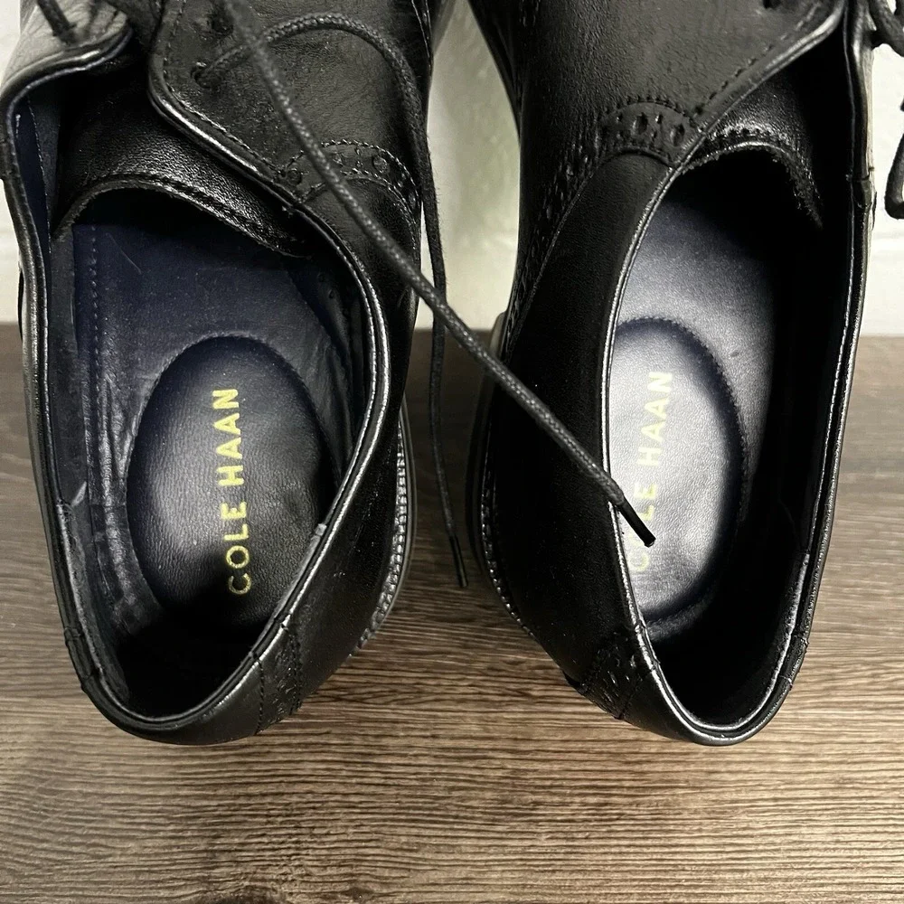 Cole Haan‎ Mens Buckland Saddle Oxfords Dress Shoes Black Almond Toe Lace Up 11M
